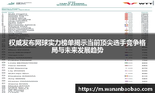 权威发布网球实力榜单揭示当前顶尖选手竞争格局与未来发展趋势