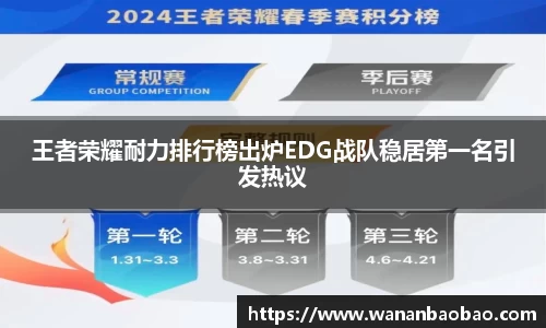 王者荣耀耐力排行榜出炉EDG战队稳居第一名引发热议