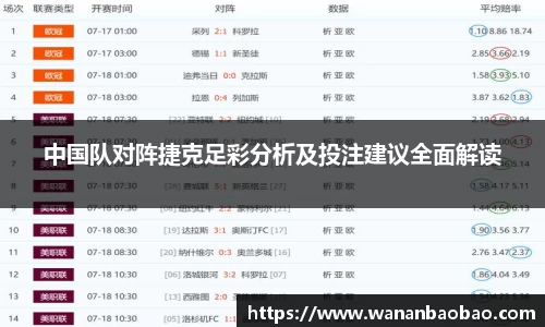 中国队对阵捷克足彩分析及投注建议全面解读